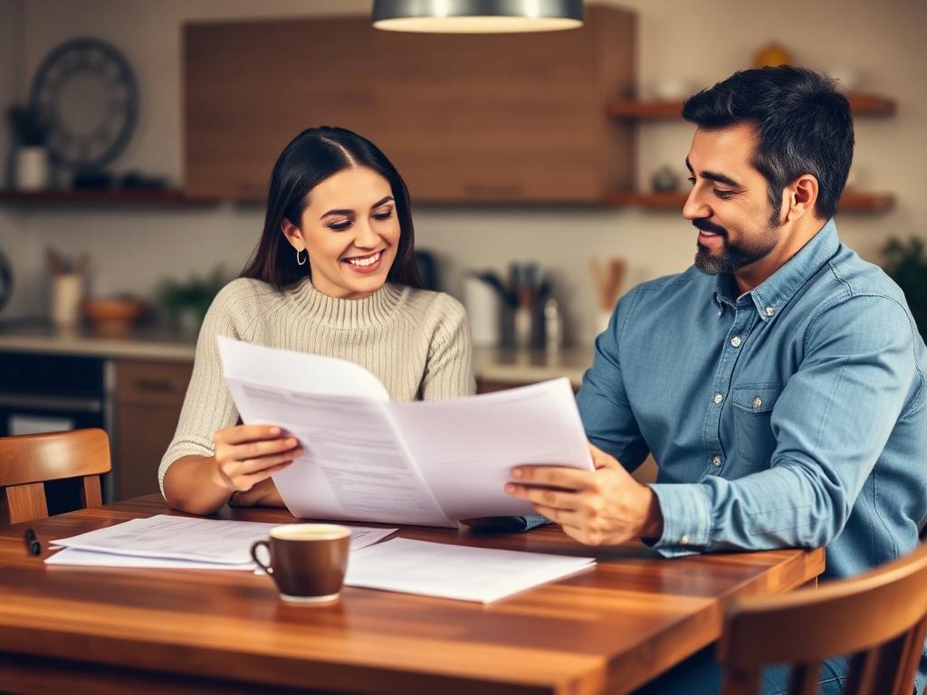 Couple reviewing paperwork together